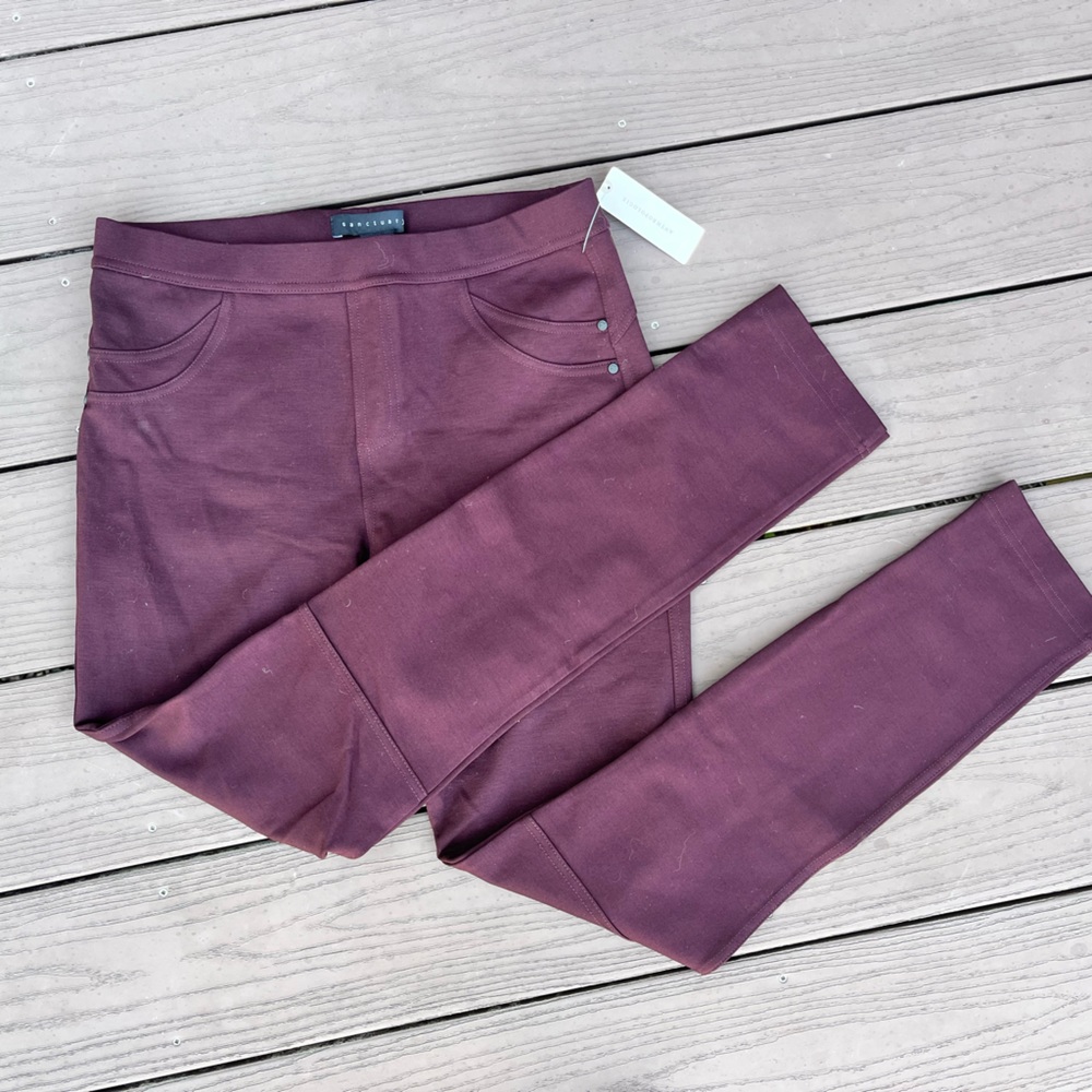 Anthropologie Size M Burgundy Red Thick Leggings Pants Fall Work NWT Sanctuary